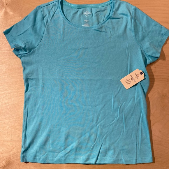 St. John's Bay Tops - St. John's Bay Aqua Short Sleeve Tee Large (QK)
